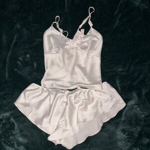 Victoria's Secret White Satin Chemise Set